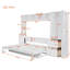 Lit escamotable double pleine grandeur avec placard, tiroirs et tablettes de rangement - Lit plateforme peu encombrant, blanc-122563107-122563109