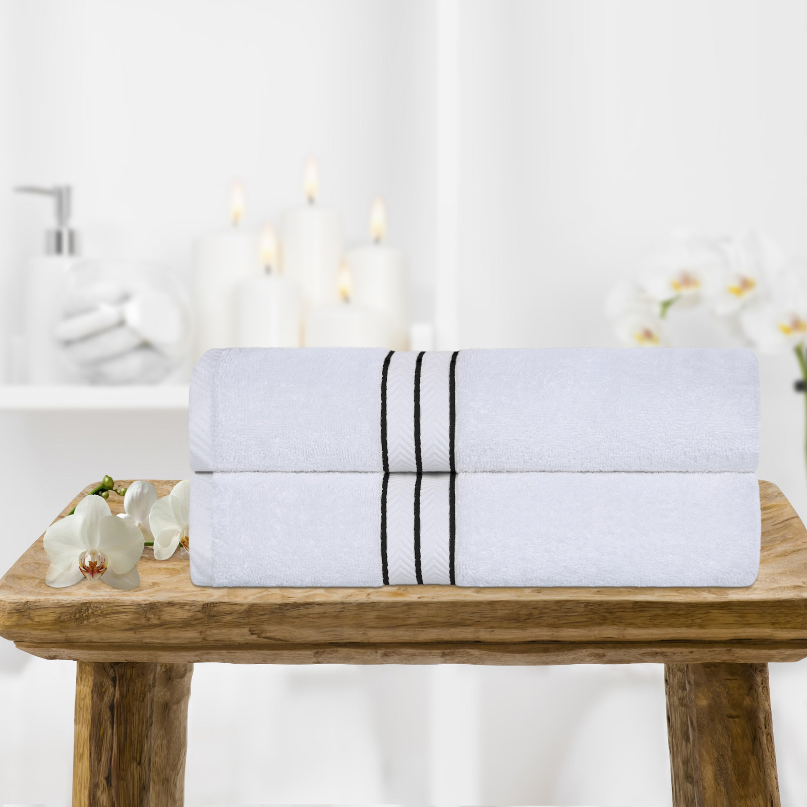 Josann Turkish Cotton Bath Towels, Black