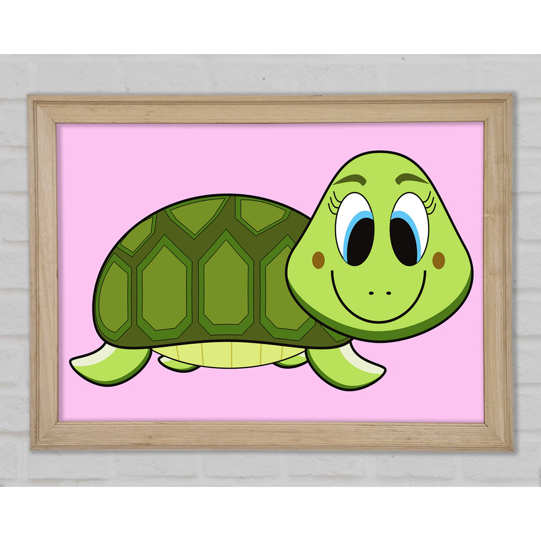 Happy Turtle Pink - Einzelner Bilderrahmen Kunstdrucke