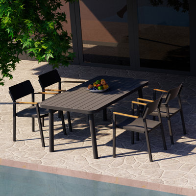 Patio Dining Set for 4 Outdoor Table and Stackable Chairs 5 Pieces Lightweight Outdoor Furniture Set