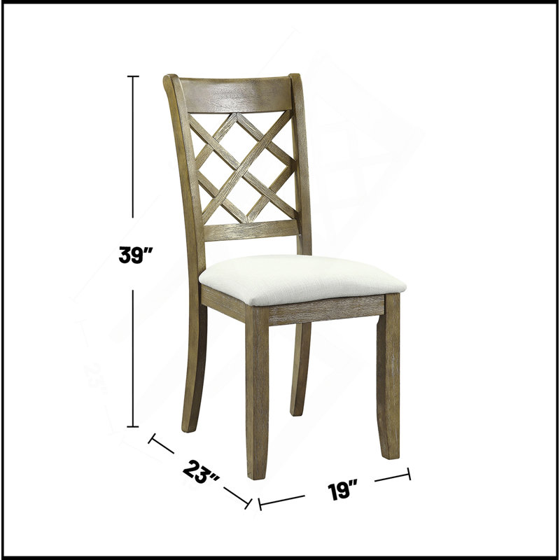 Ensemble de 2 chaises d'appoint avec coussin de siège rembourré, beige et chêne rustique