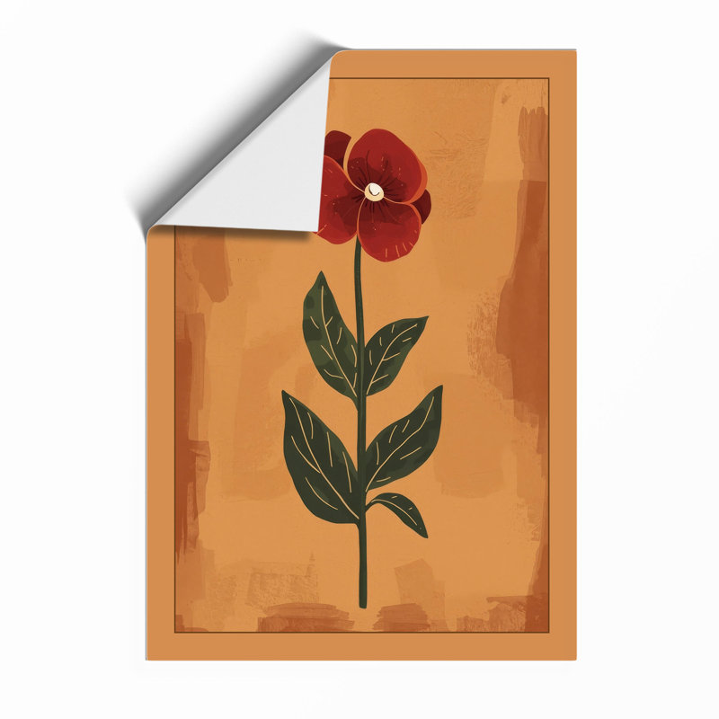 Single Stem in Crimson Botanical - Framed Print, Unframed, A1 - 84.1 x 59.4 cm