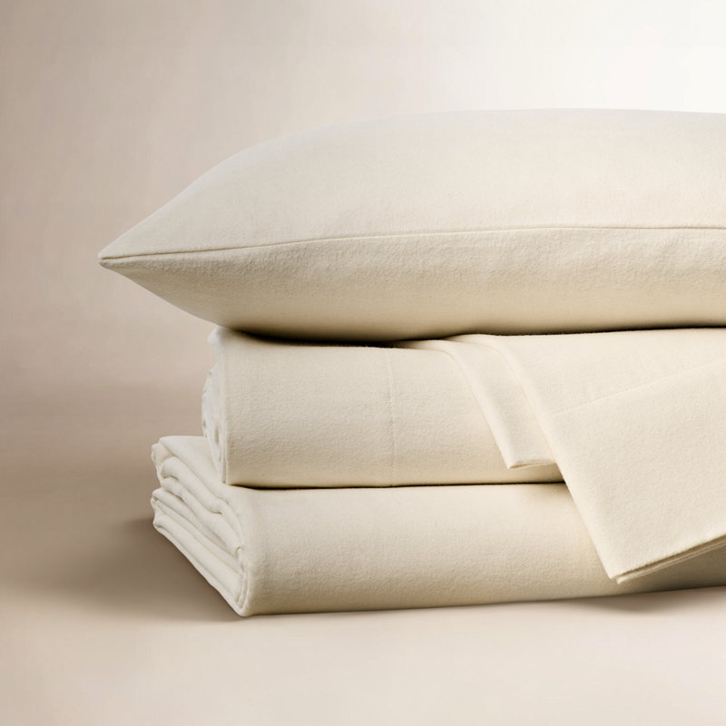 Cloud 100% Cotton Flannel Sheet Set, Queen Sheet Set with 2 Pillowcases, Natural