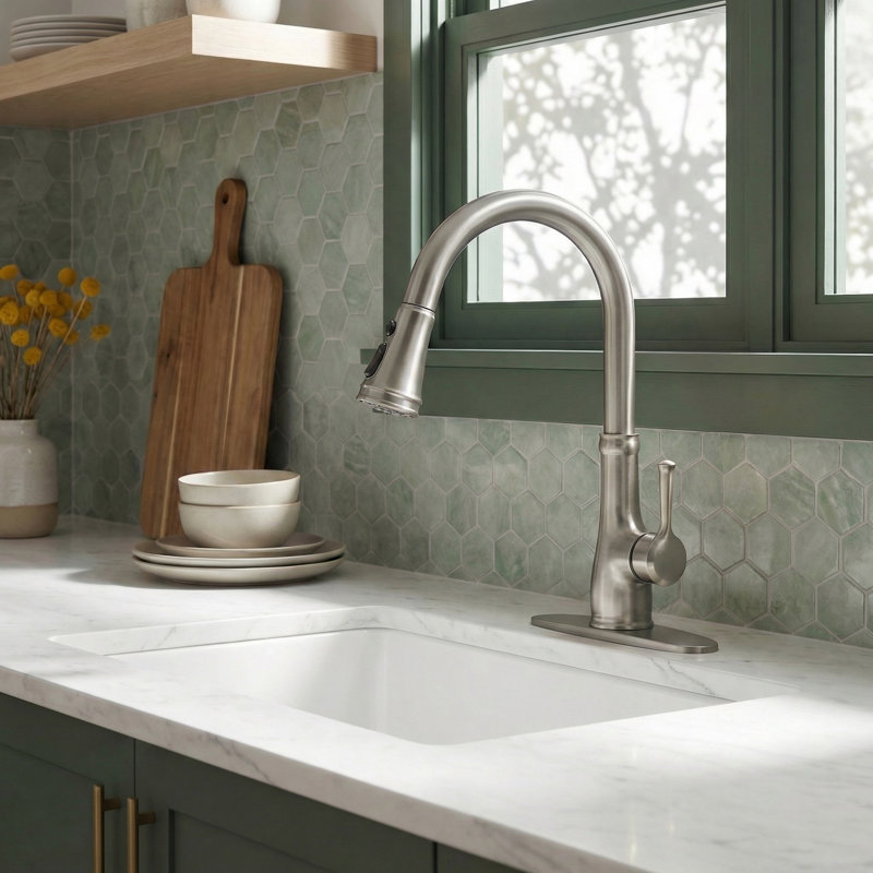 Vintage Kitchen Faucet With Pull Down Sprayer – 3-in-1 Modes (stream/spray/sweep), Tool-free Diy Install, 360° Swivel & 20" Hose – Brushed Nickel Finish For Bar, Rv, Farmhouse & Prep Sink (1 Or 3 Hole)