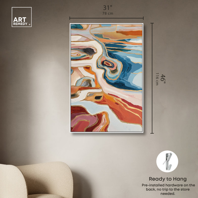 Décoration murale Agate Flow II par Art Remedy, cadre blanc, 30 x 45, 46"H x 31"W, White Frame