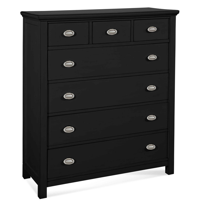 Commode 7 tiroirs Bedfo, Ébène / argent