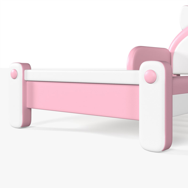 Lit plateforme rembourré en forme de chat Whisker mignon pour enfants, cadre de lit bas de style princesse pour filles