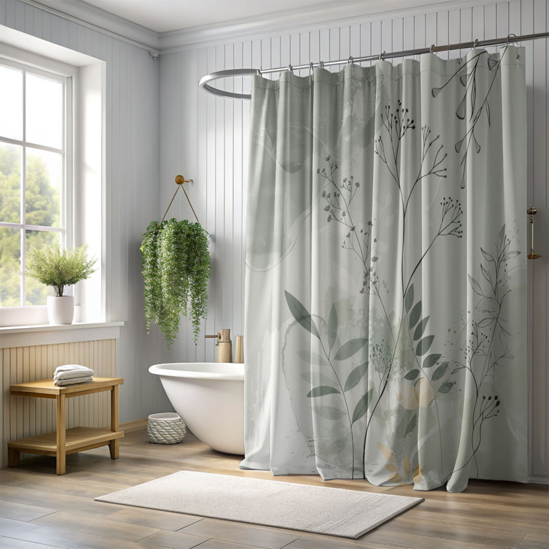 Rideau de douche standard 1 pièce Sage Green, H 74 po x l 71 po
