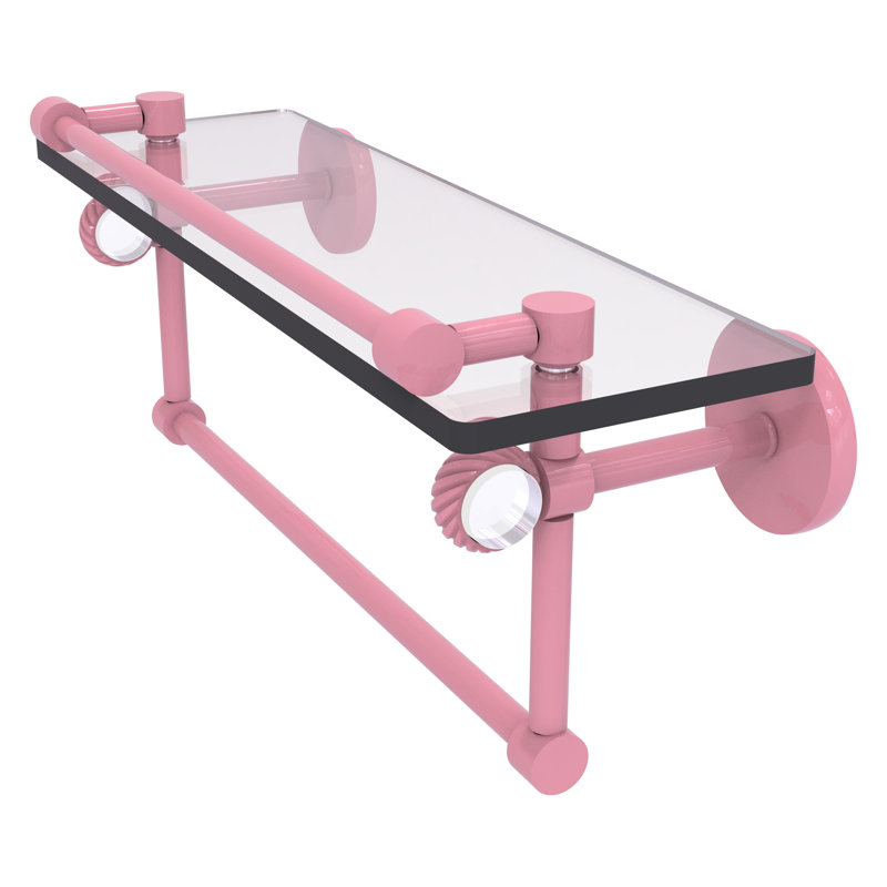 Tablette flottante avec barre à serviettes Clearview, H 6,7 po x l 16 po x P 5,8 po, Rose