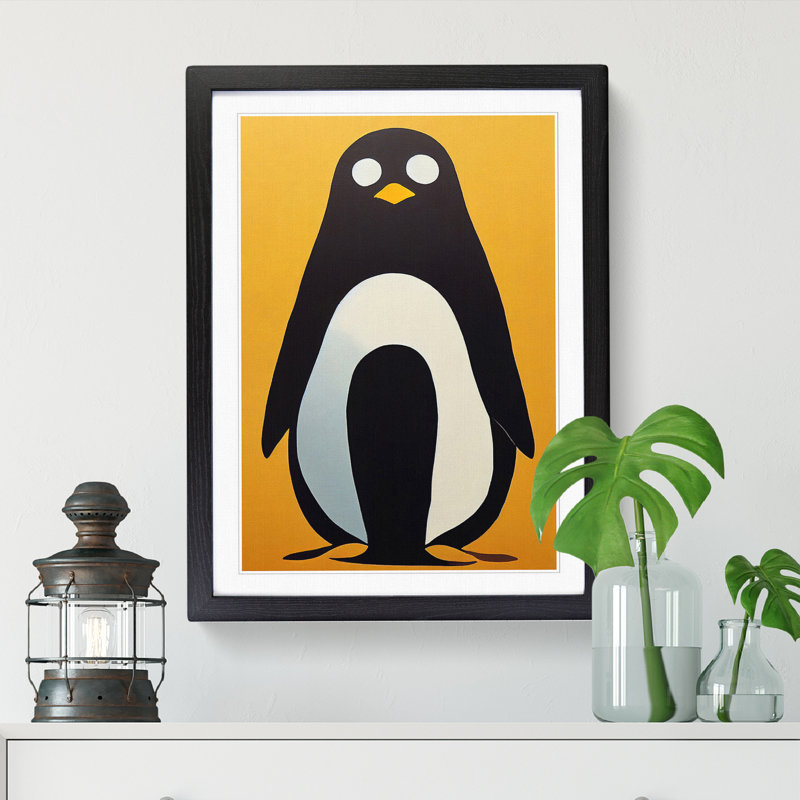 CAN-V0523-1799X Penguin Abstract - Wrapped Canvas Print, Black, 64cm H x 46cm W x 2cm D