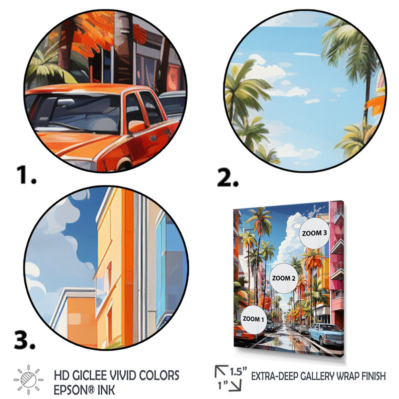 City City Popart I - décoration murale paysages urbains, H 44 po x l 34 po x P 1,5 po, Toile tendue