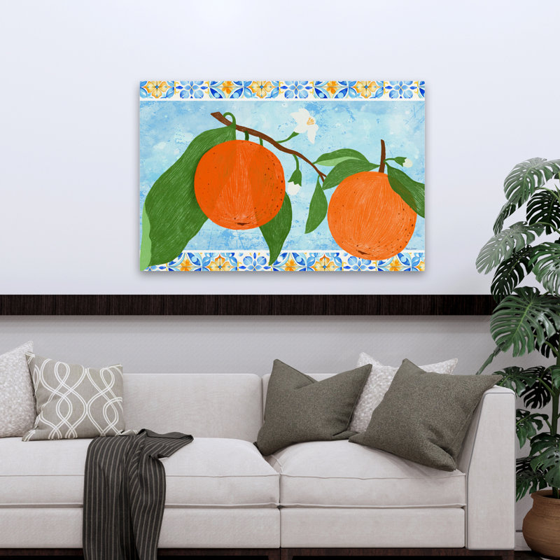 Carreaux et oranges II, H 48 po x l 32 po