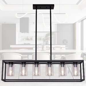 Bigvai 6 - Light Kitchen Island Linear Pendant black 