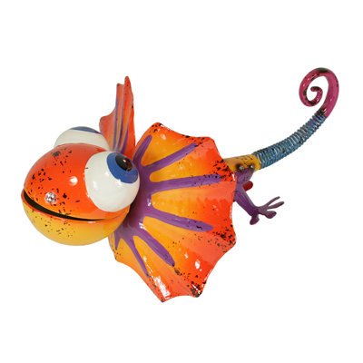 13" Vibrant Multi-Color Frill-Necked Lizard Outdoor Patio Garden Figure
