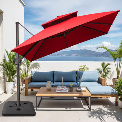 11' Square Patio Cantilever Umbrella, Base Included