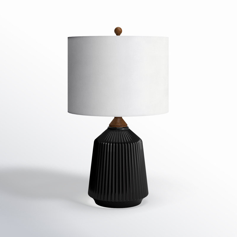 Black Ceramic Table Lamp with White Linen Shade