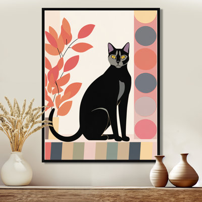 Portrait rétro d'un chat noir gracieux - chat, art mural, salon