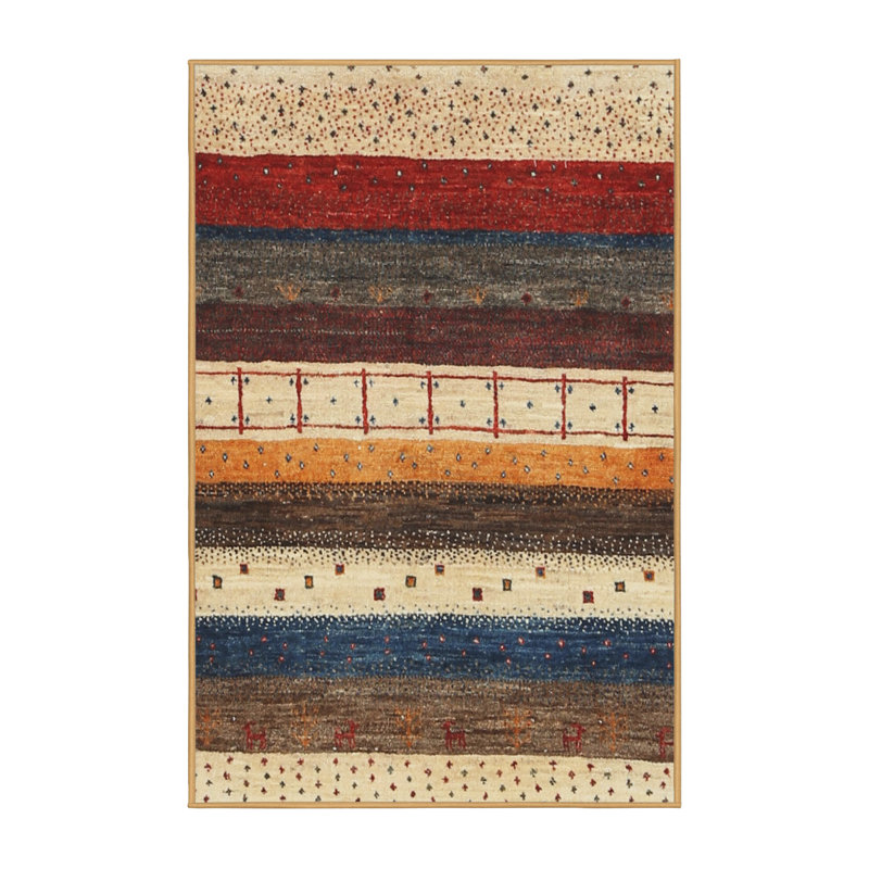 Tapis contemporain beige / brun / gris, Rectangle 4 pi x 6 pi
