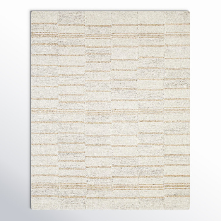 Demie Handmade Wool Abstract Rug in Cream/ Tan/ Taupe