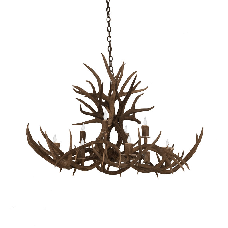 Lustre de fantaisie 10 lumières panache mule Deer