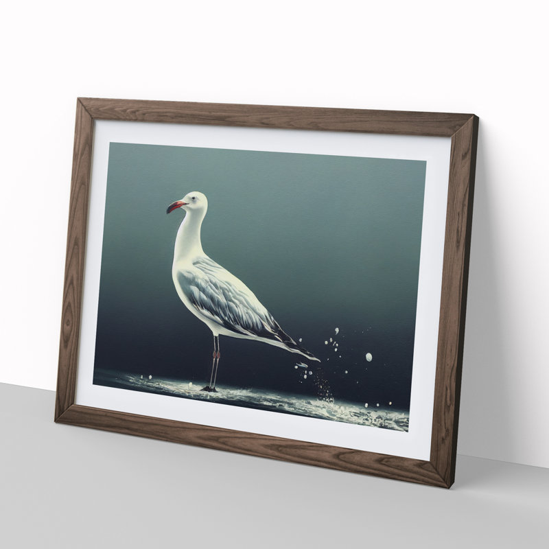 XH1022-5599X Lone Seagull - Single Picture Frame Print, 46cm H x 64cm W, Brown