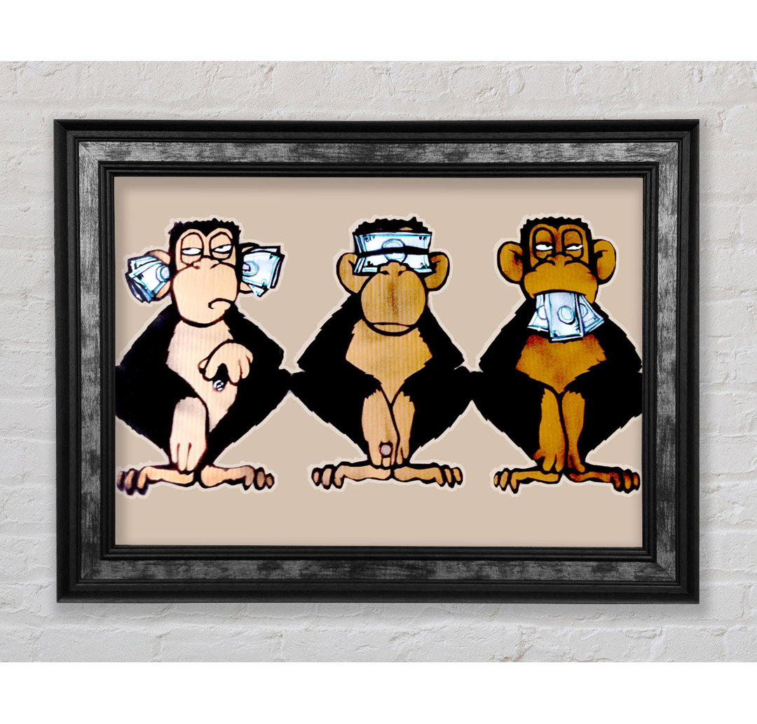 Money Monkeys Wise - Einzelne Bilderrahmen Kunstdrucke