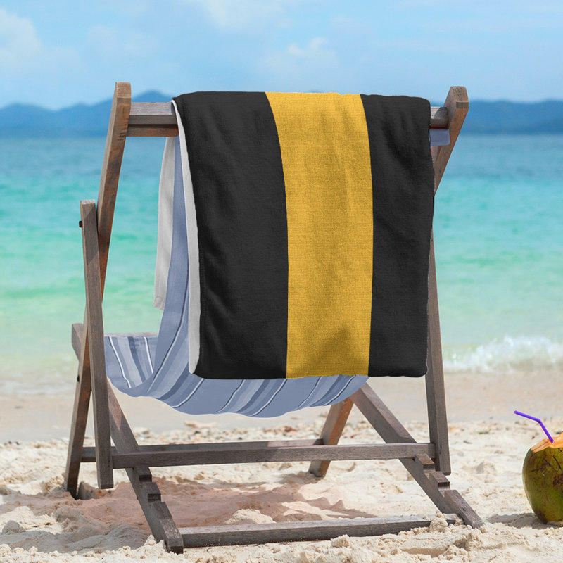 Lightweight Beach Towel, Black/Pittsburgh Gold/Black, Microfiber