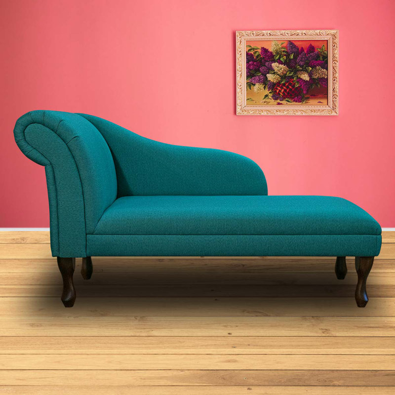 Upholstered Chaise Lounge, Blue, Black