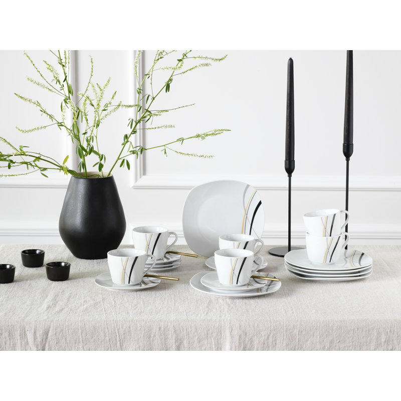 Square Piece Porcelain China Dinnerware Set - Service for 6