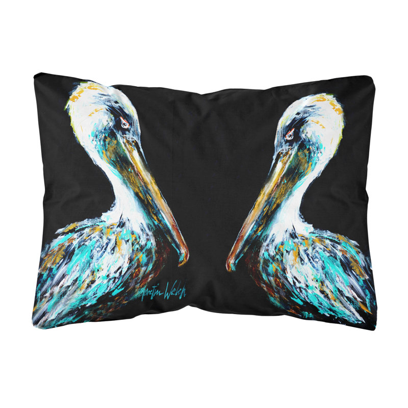 Coussin décoratif d’intérieur/d’extérieur pelican noir collé