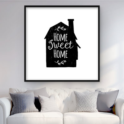 Home Sweet Home - Édifice mat noir avec cadre encadré | Décoration