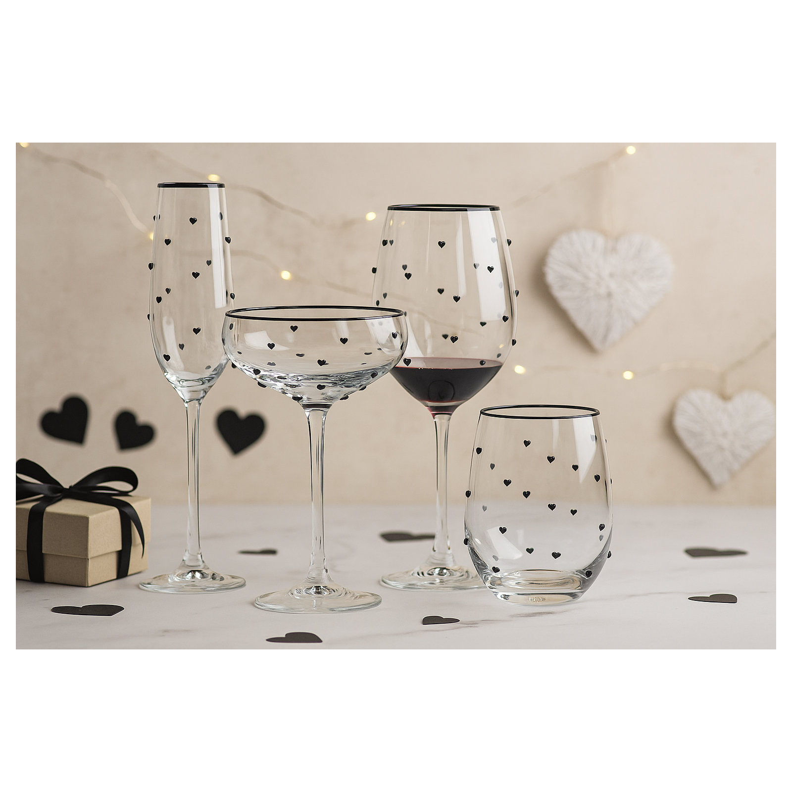 10 Strawberry Street Charming Heart Glassware, Flute