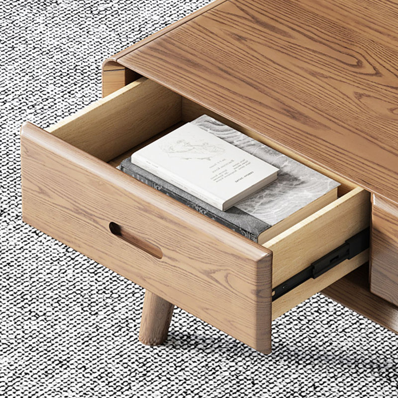 Table basse en bois de frêne massif avec poignées encastrées