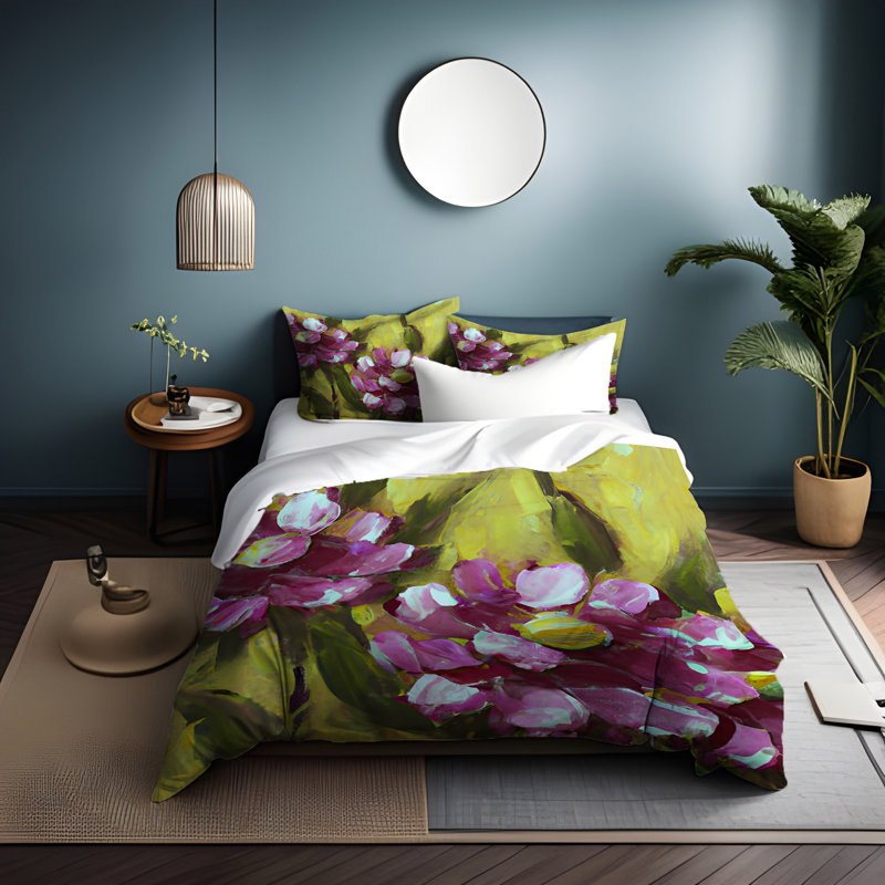 Polyester Floral Duvet Cover, King Duvet Cover + 2 King Shams