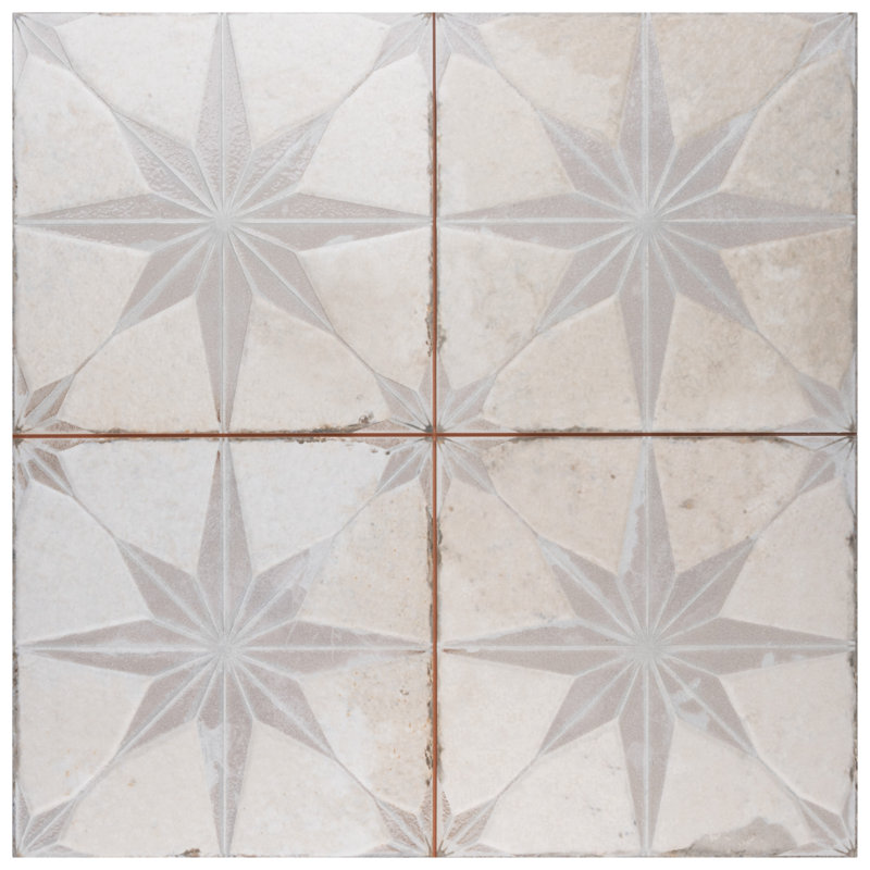Kings 18" x 18" Ceramic Patterned Wall & Floor Tile, White