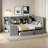 Upholstered Daybed With 2 Drawers, Storage Shelves, Flip Cabinets & Side Table, Vertical Striped Design-54182175