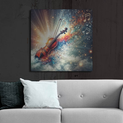 'Violin Music Abstract' by Rey Klimt Metal Wall Art