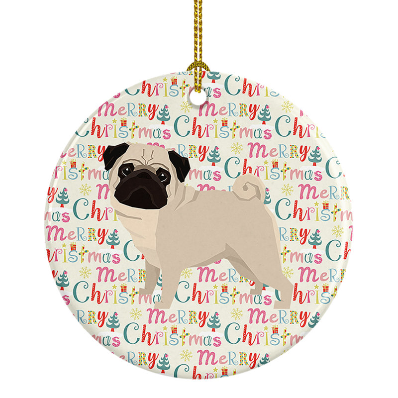 Ornement suspendu Pug Merry Christmas