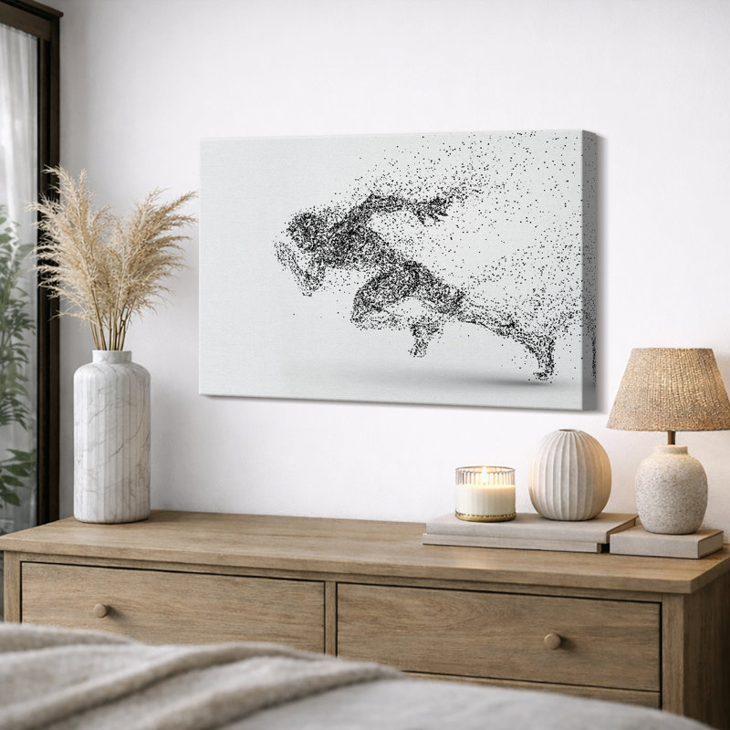 Sport "Œuvre dynamique à motif noir et blanc éclatant, images abstraites d'athlétisme, impression sur toile encadrée,"