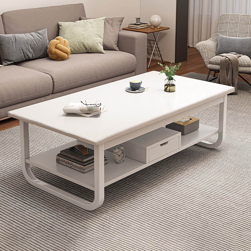 Modern Rectangular Coffee Table, White