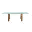 Table de salle à manger moderne Sundy avec plateau en verre extensible et pieds en bois massif-87394425