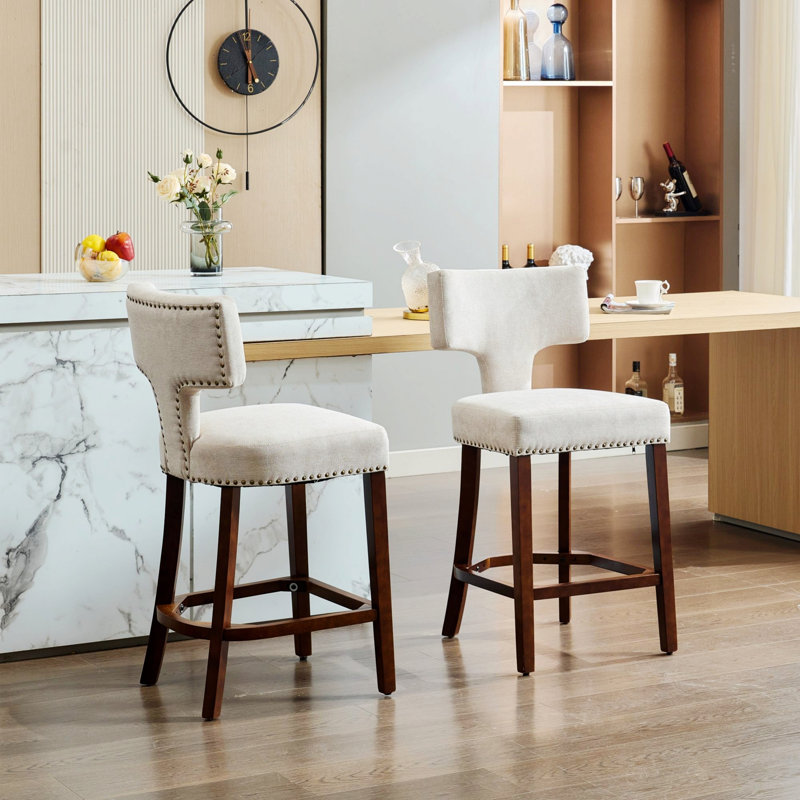 Ensemble de 2 tabourets de bar à hauteur de comptoir, chaise d'appoint rembourrée, chaises de cuisine pour la salle à manger