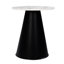 Table de bout latérale Riko, plateau rond en marbre naturel blanc de 18 po, base piédestal moderne noir