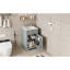 Meuble-lavabo de salle de bain de 50 cm (20 po) de couleur grise, avec un seul lavabo et une poignée de porte ronde. Style moderne avec lavabo en céramique blanche et grand espace de rangement pour une salle de bain bien rangée.