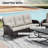 5-Person PE Wicker Outdoor Patio Set With Sofa,Chairs,Ottomans,Coffee Table & Beige Cushions-1401953205