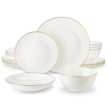 MALACASA 18-Piece Gourmet Porcelain Dinnerware Sets, Modern White Round  Dish Set for 6 - Premium Serving Plates and Bowls Sets for Dessert, Salad