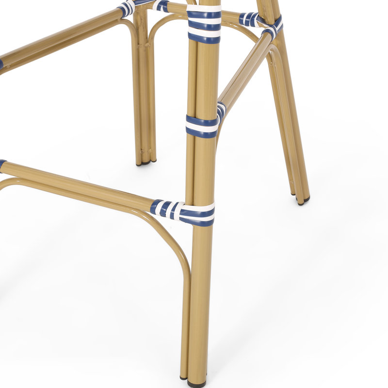 Tabourets de bar 4 pieds en aluminium bleu sarcelle avec repose-pieds