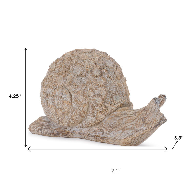 Ensemble de deux sculptures de table escargot et tortue en polyrésine brune