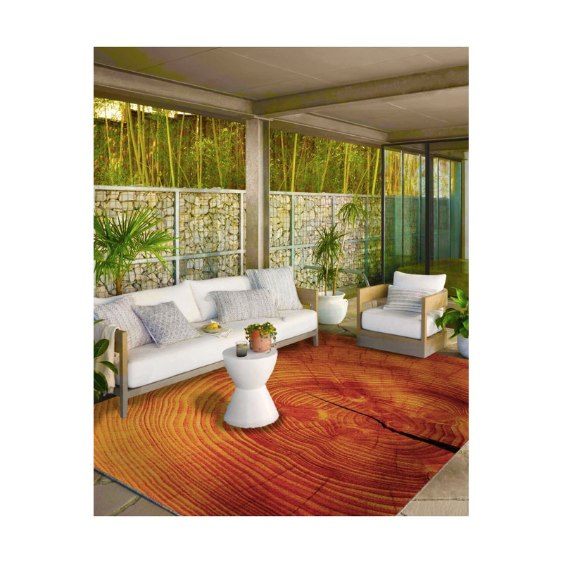 Tapis décoratif lavable orange, Sous-tapis carré 3 pi 3 po inclus
