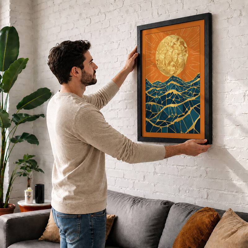Sun Over Mountains Vintage - Print, A1 - 84.1 x 59.4 cm, White